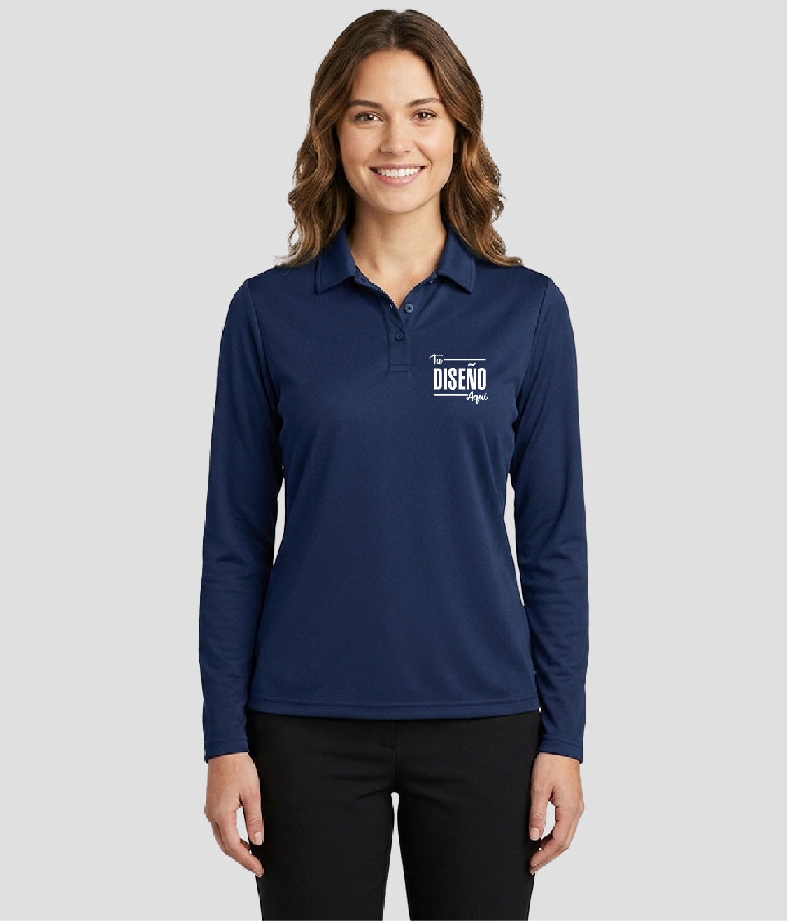 Yazbek Playera Tipo Polo Mujer Manga Larga 100% Poliéster D01504